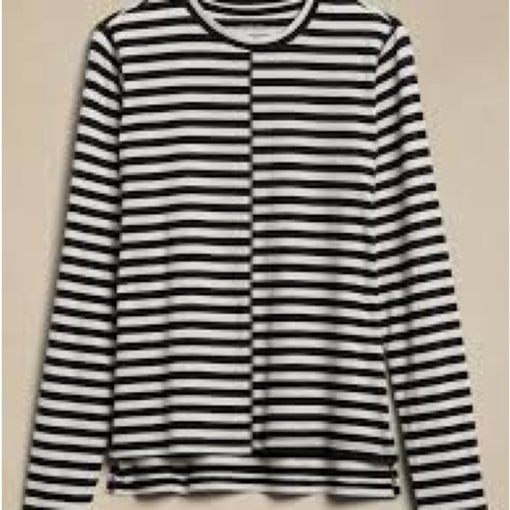 Banana Republic Black and White Fitted Long Sleeve T-Shirt